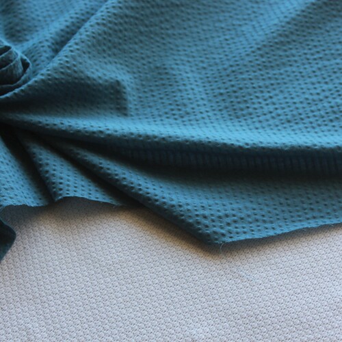 新品全涤孔雀蓝纯色泡泡薄款夏季服装面料柔软140cm宽1米价