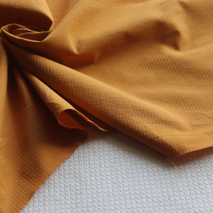 新品纯棉布料土黄色纯色简约泡泡棉衬衫连衣裙服装面料140cm1米价