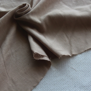 新品纯棉布卡其纯色素色双层棉纱平纹薄软服装面料140cm宽1米价