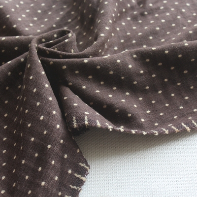 新品羊毛混纺布咖色色织提花水玉中厚秋冬服装面料150cm宽1米价