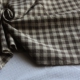 新品 水洗棉麻布料咖白色织小格纹压皱肌理服装 面料130cm宽1米价