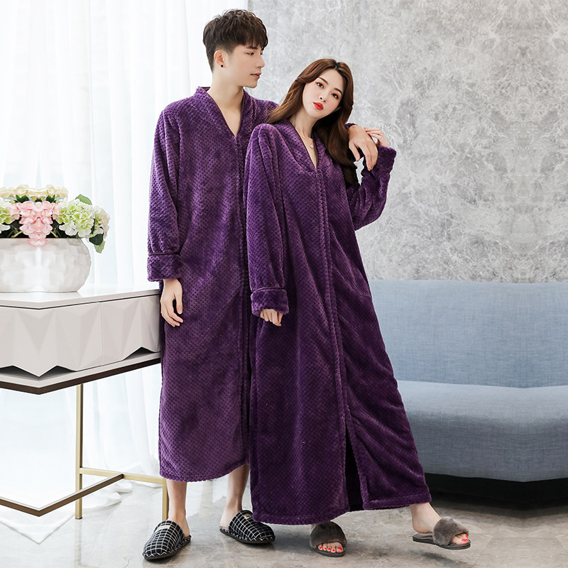 长款睡裙女冬加长版厚款拉链浴袍大码睡袍男士套头睡衣居家服情侣,女士内衣/男士内衣/家居服,睡袍/浴袍,淘宝优惠券,粉丝福利购,淘宝优惠卷
