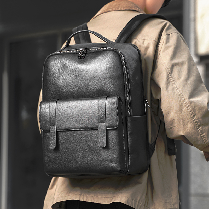 真皮背包休闲头层植鞣牛皮双肩包