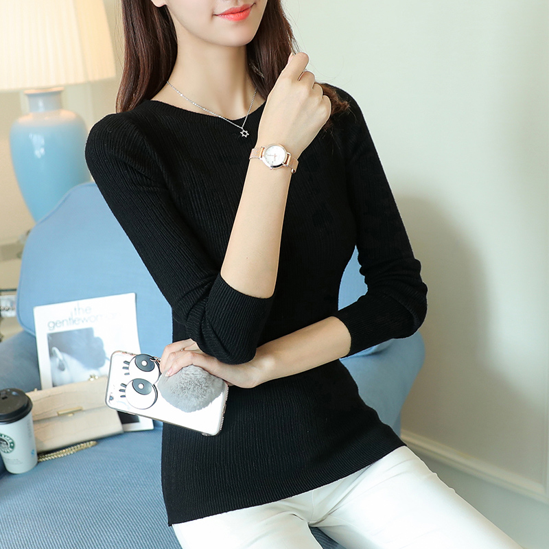 一字领针织打底衫女秋冬季长袖韩版短款套头薄毛衣女圆领修身内搭|ruв категории Женская одежда, свитер - от Buy2taobao.com для оказания профессиональной услуги покупки агента Taobao