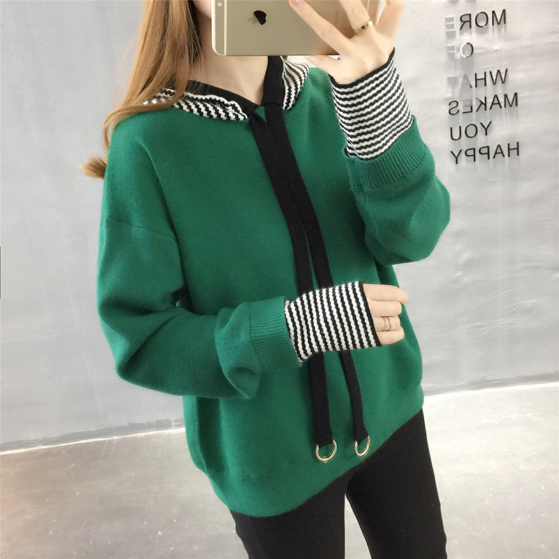 早秋装女2019新款慵懒风连帽毛衣女卫衣宽松条纹上衣针织衫外套女|msdalam kategori Butik wanita / wanita, sweater - dari Buy2taobao.com untuk memberikan perkhidmatan ejen Taobao profesional membeli