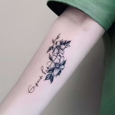 果汁素花纹身贴小臂花朵蝴蝶防水女持久ins风仿真手臂草本植物贴