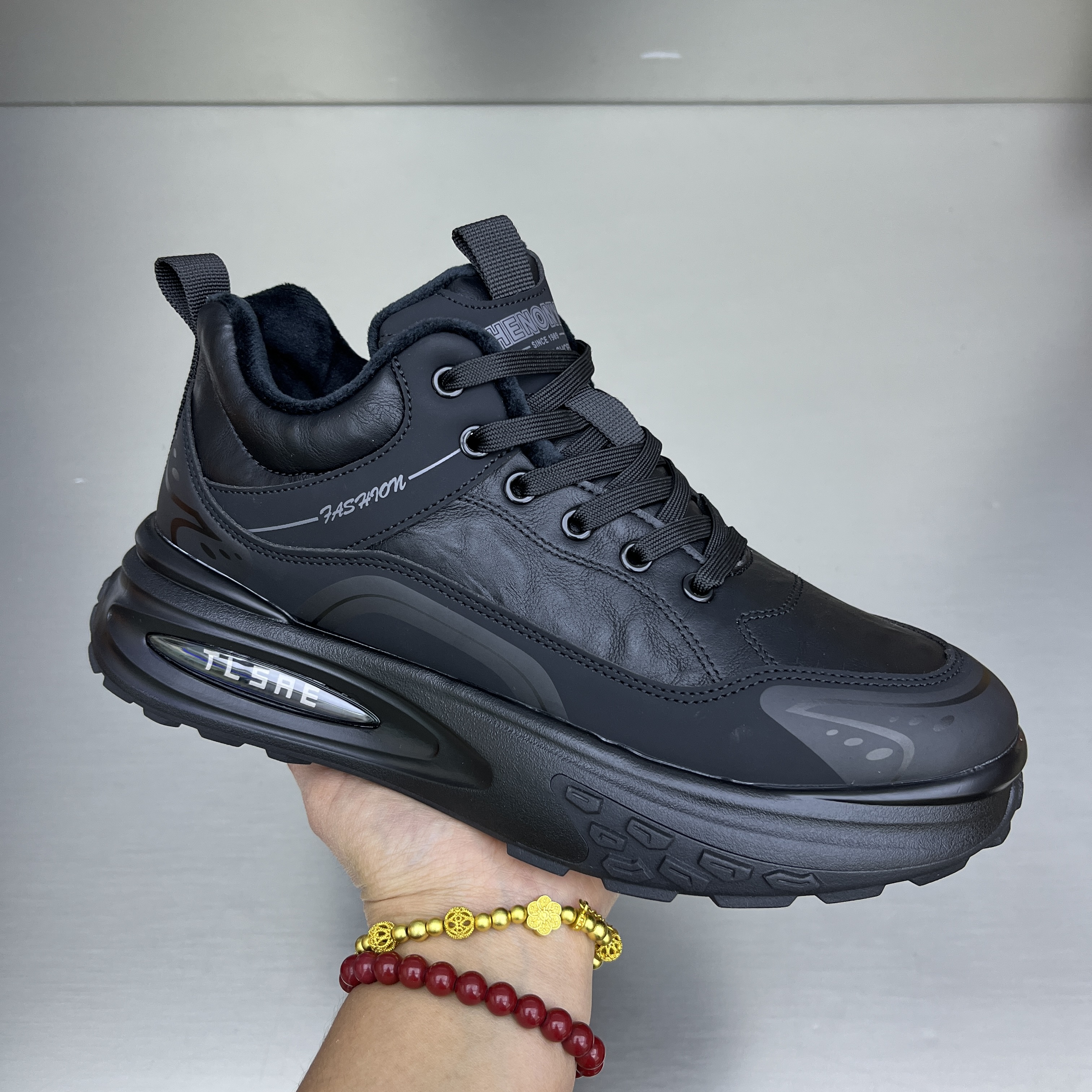 男鞋户外老爹鞋黑色厚底运动鞋