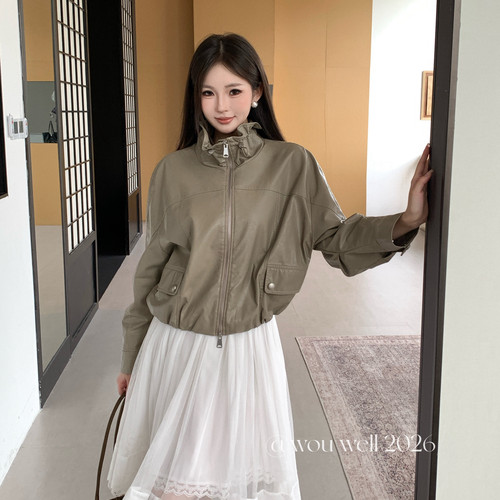 WOU WEII 無尾-UWELL無尾甜酷风立领宽松拉链短款卫衣外套86562-1