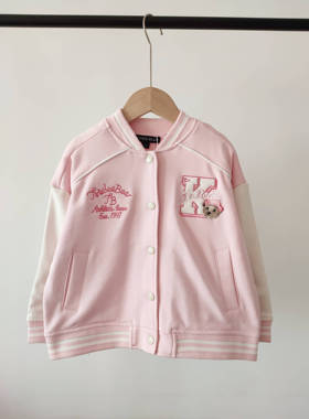 TTJM241251B-00  2024春款小熊专柜女童粉色棒球服上衣夹克外套
