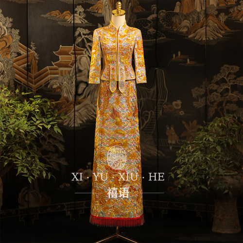 高端重工龙凤褂新娘秀禾服显瘦