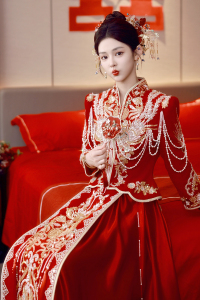 秀禾服新娘2024新款重工嫁衣新中式婚服丝绒敬酒服出阁服龙凤褂夏