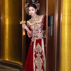 禧语丝绒秀禾服2024新款新娘高端结婚礼中式婚服敬酒服出阁服重工