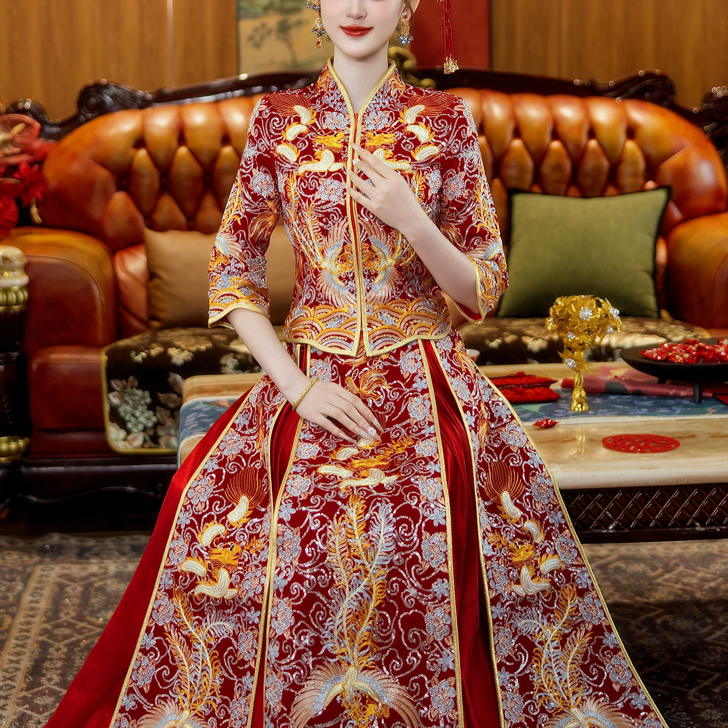 龙凤褂新娘秀禾服2025新款中式嫁衣结婚小个子婚服婚礼服重工褂皇
