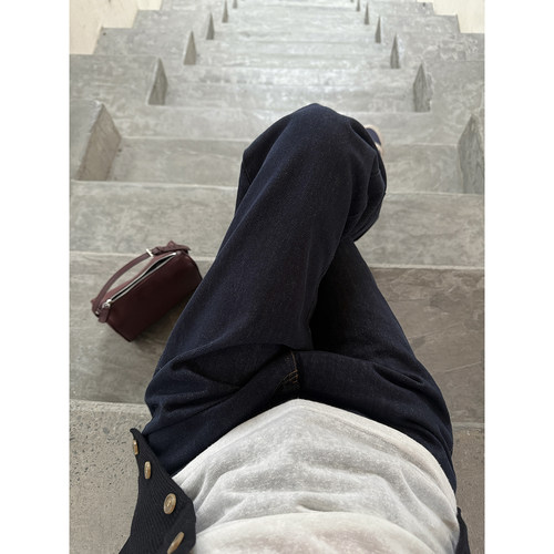 MOMENTHOME 搭配不愁*原色软牛仔百搭口袋刺绣休闲裤牛仔裤
