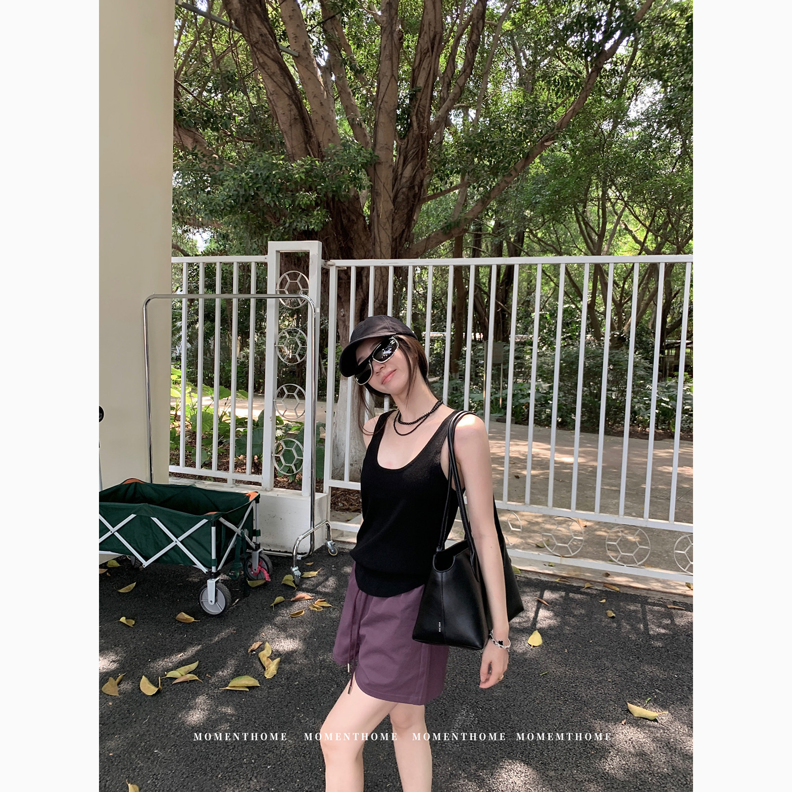 防拍链接/下滑至详情页跳转 巴素兰羊毛针织U领背心休闲短裤套装图片