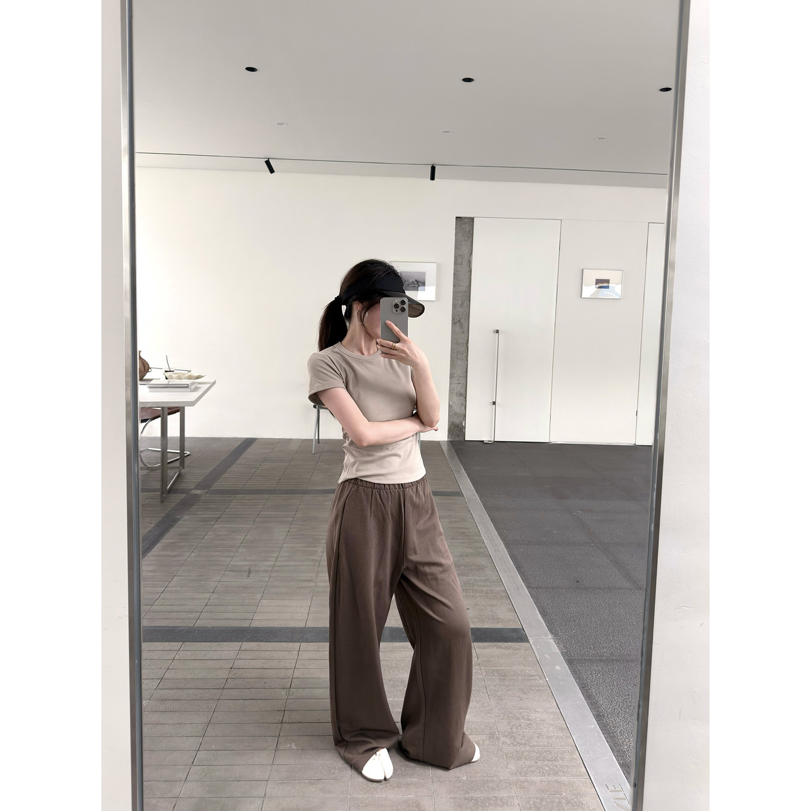 夏季垂感松紧腰山本风阔腿裤女图片