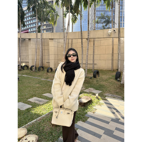 MOMENTHOME [冬日氛围] 拉链慵懒毛绒密实软糯百搭毛衣针织外套女