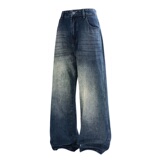 新款平铺牛仔裤男港风直筒裤日系复古阔腿裤无弹美式高街3635-P65，男装牛仔裤，星座1207-1