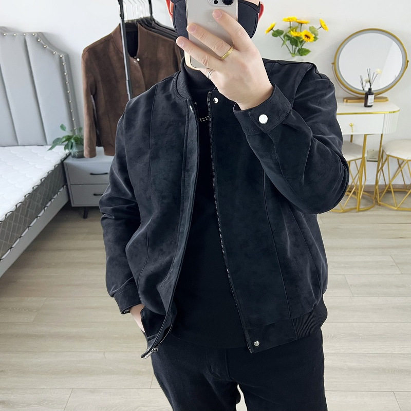老钱风皮衣男慵懒风夹克休闲外套抖音PY0818-大码P88小码P80,男装皮衣,星座1207-1