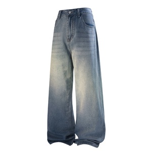 新款平铺牛仔裤男港风直筒裤日系复古阔腿裤无弹美式高街3635-P65，男装牛仔裤，星座1207-1