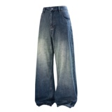 新款平铺牛仔裤男港风直筒裤日系复古阔腿裤无弹美式高街6236-P55，男装牛仔裤，星座1207-1