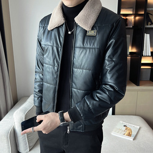 直播新款棉衣男羊羔绒皮棉衣店主风男装棉服皮衣PY989-P85图片