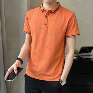 @店主风 新款Polo衫男印花袖T恤男士高品质半袖PT07-P45图片