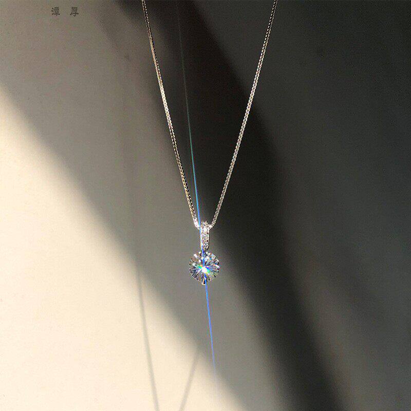 一颗钻项链女超闪镶嵌锆石吊坠简约精致冷淡风小众设计感锁骨链