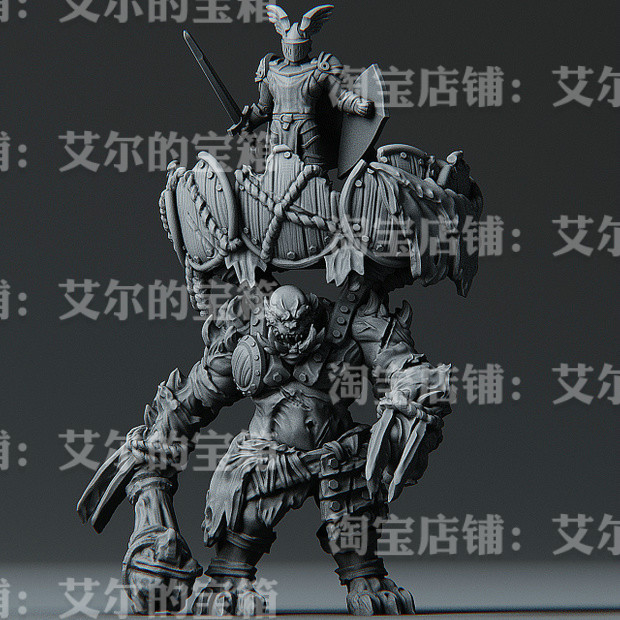 C9-2食人魔兽人平台微缩模型 gk白模涂装手办桌游棋子战棋dnd跑团