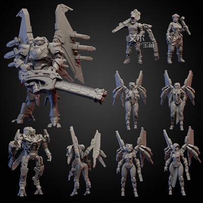 瓦尔基里赛博朋克重火力模型