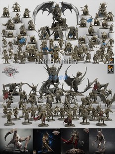 混沌仆从屠夫黑奴重甲骑兵食肉王庭血骑士 桌游 战棋 模型 摆件