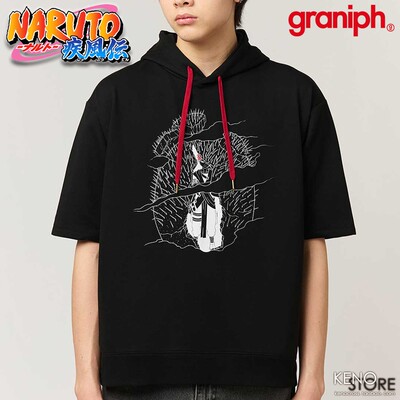 火影忍者我爱罗刺绣短袖连帽卫衣