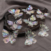 60mm亚克力AB彩凤尾蝶新娘装 饰头饰DIY发饰配件手机链车挂材料