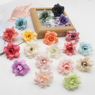 仿真尖角玫瑰花头假花diy手工花环汉服头饰配件 婚庆花墙布置材料
