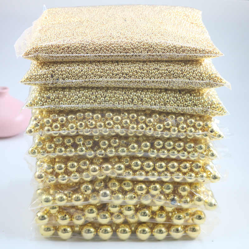 包邮DIY手工材料金色珠子3-20mm