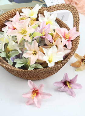 仿真百合花头花朵谷美装饰
