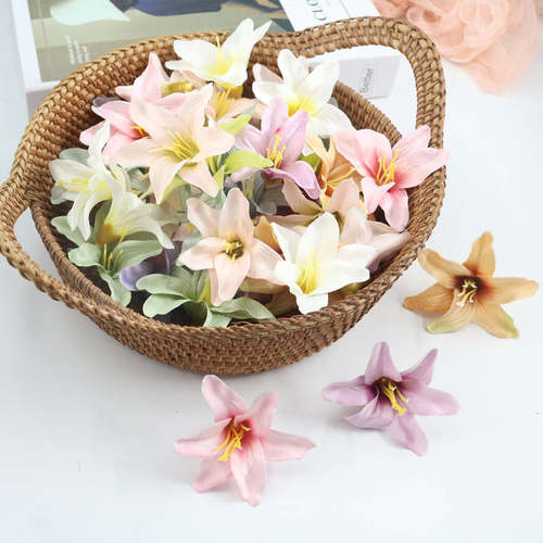 仿真百合花头花朵谷美装饰