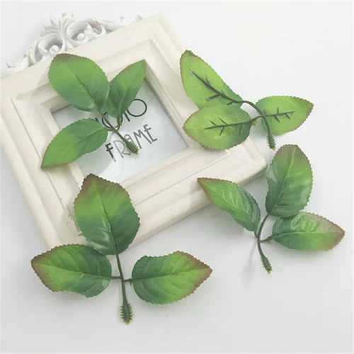 Поддельные цветы дешевые симуляционные тройничные розовые цветы цветы листья поддельные отдельные листья