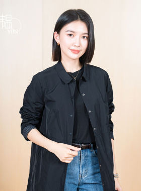 YUN韫2025秋季气质显瘦女翻领单排扣韩系氛围感双面穿中长款风衣
