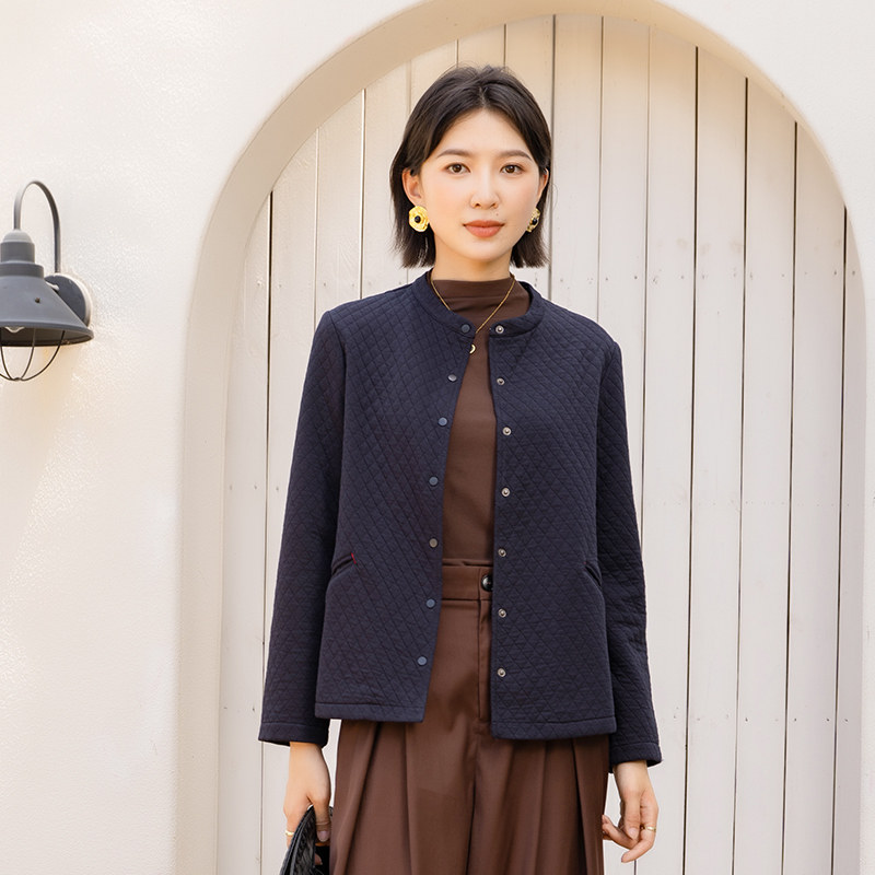 YUN韫春季提花小立领夹棉外套
