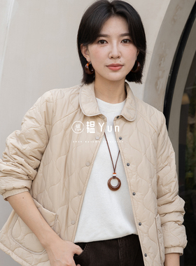 YUN韫2025冬季新品女装翻领单排扣百搭宽松显瘦休闲轻薄棉服外套