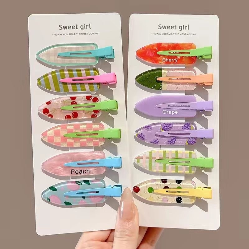 甜妹果汁无痕发夹女前额刘海夹可爱化妆夹碎发一字夹ins发卡头饰