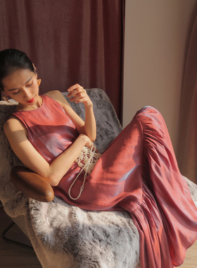RosyLong「圆舞」系列 弗拉明戈炙热红色圆舞曲宝蓝流光仙女长裙