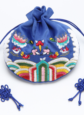 宝蓝色香囊高档苏绣手工刺绣荷包端午节香包空袋小布袋首饰袋