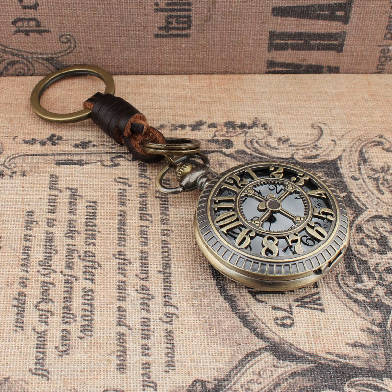 엄마와 아빠 키 체인 교수형 시계 방수 석영 펜던트 시계를위한 명확한 큰 숫자와 레트로 대형 다이얼 노인 회중 시계