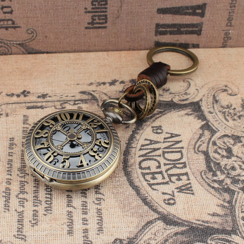 엄마와 아빠 키 체인 교수형 시계 방수 석영 펜던트 시계를위한 명확한 큰 숫자와 레트로 대형 다이얼 노인 회중 시계