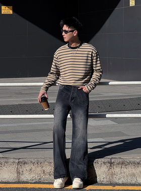 G Light男士牛仔裤2025新款黑色水洗宽松直筒耐磨美式帅气长裤