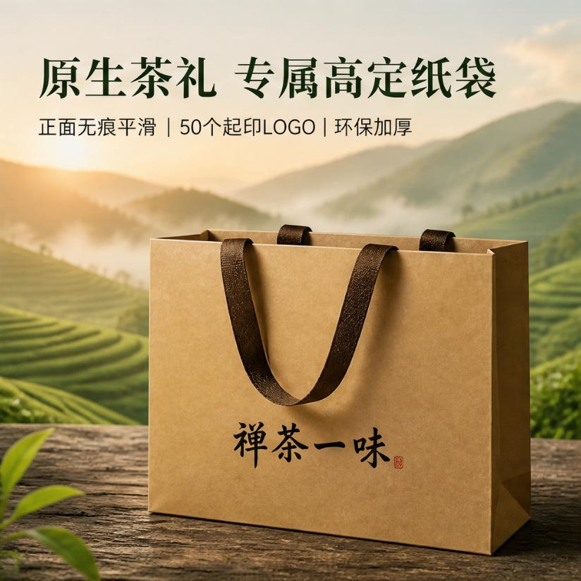 茶叶手提袋定制logo高档通用礼盒散茶包装袋龙井茶牛皮纸袋礼品袋