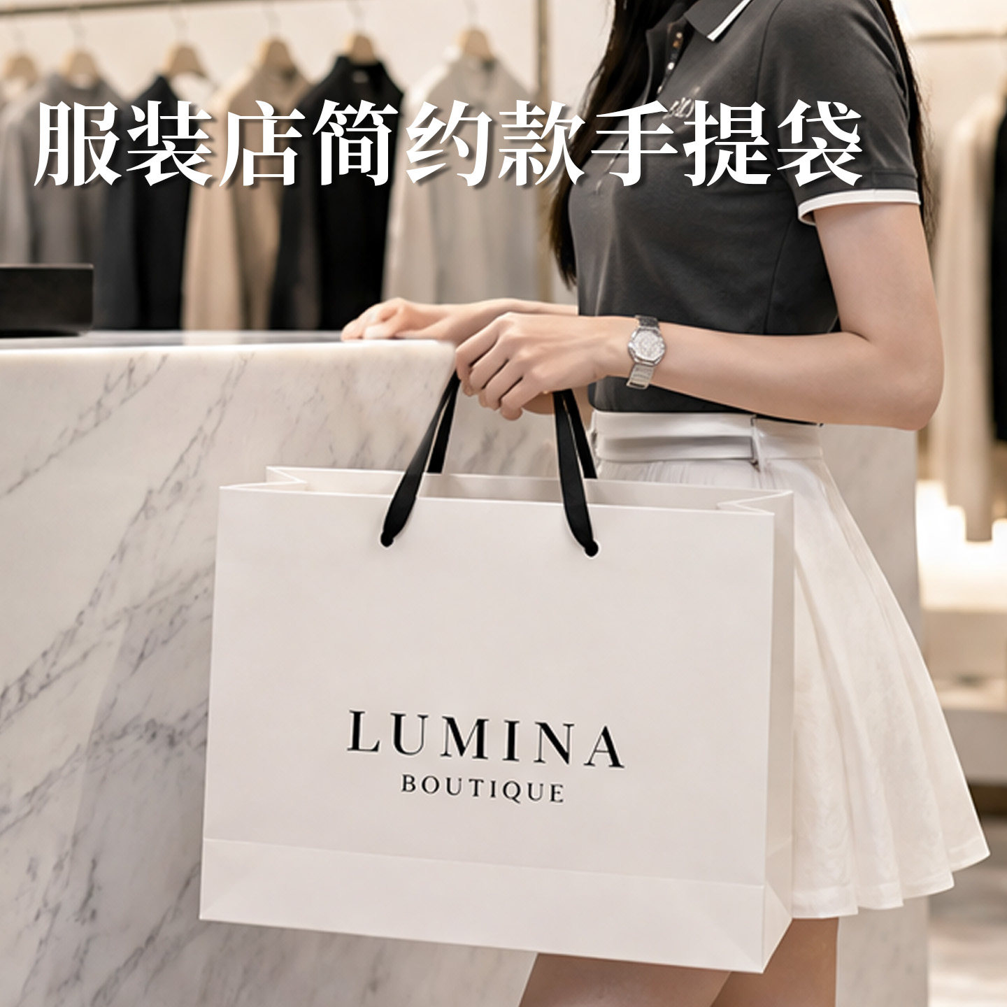 高档手提袋定制logo服装店包装袋纸袋护肤品礼品袋商场女装购物袋