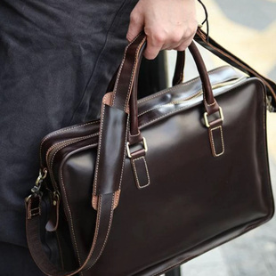小众日式牛皮高级感公文包通勤男士手提包真皮公务文件包电脑男包